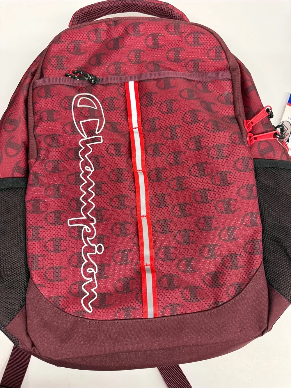NEW Champion Logo Backpack with Vertical Stripe Laptop Sleeve